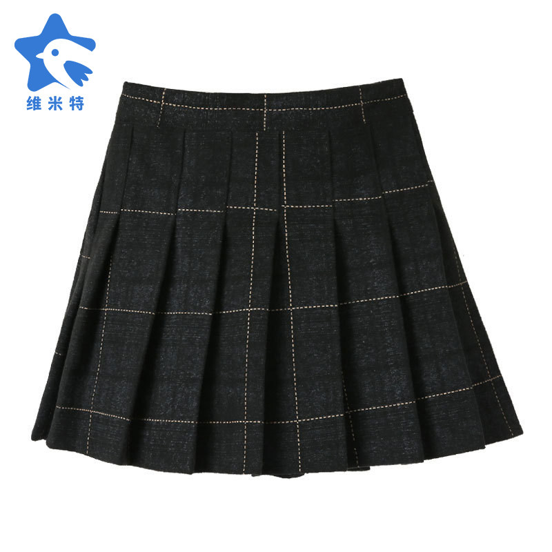 女童短裙半身裙秋冬新款童装中大童格子半裙洋气儿童毛呢百褶裙潮,淘宝优惠券,粉丝福利购,淘宝优惠卷