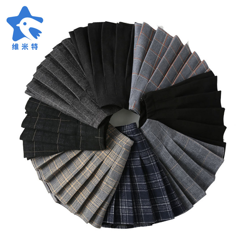 女童短裙半身裙秋冬新款童装中大童格子半裙洋气儿童毛呢百褶裙潮,淘宝优惠券,粉丝福利购,淘宝优惠卷