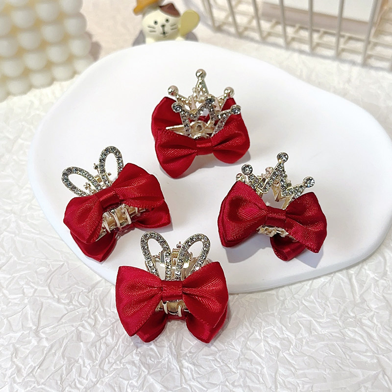 儿童抓夹女孩红蝴蝶结发夹刘海夹子新年头饰2025新款女童宝宝发卡,淘宝优惠券,粉丝福利购,淘宝优惠卷
