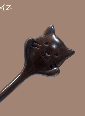 金丝檀木猫咪马面裙发簪新中式发饰发张簪子古风汉服配饰旗袍发钗