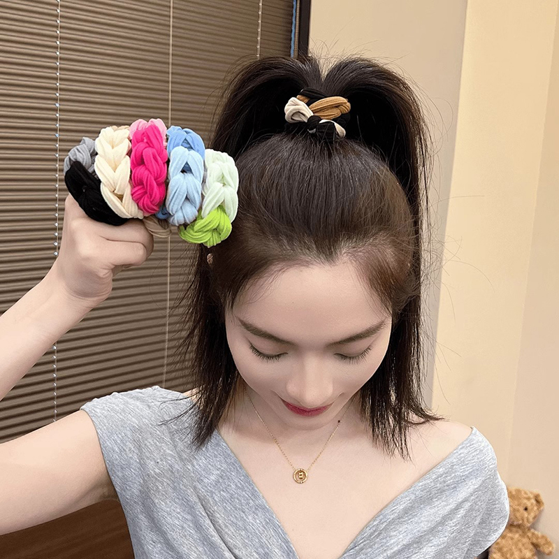 彩色编织发圈2025新款女童多巴胺蝴蝶结发绳儿童扎马尾不伤发头绳