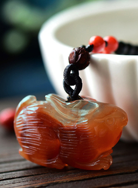 水晶俏色生肖兔本命年属相吊坠