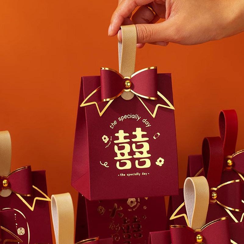 结婚喜糖盒2024新款婚礼喜糖袋子装糖果盒订婚专用高级礼盒子空盒