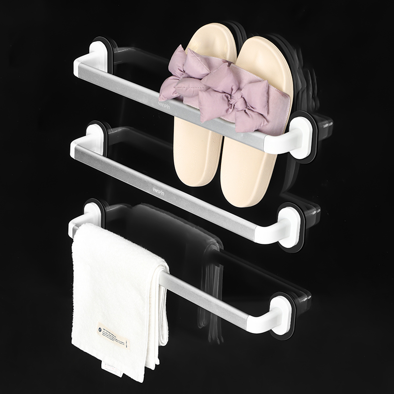 毛巾架免打孔太空铝壁挂架子卫生间浴室浴巾杆厕所收纳单杆置物杆