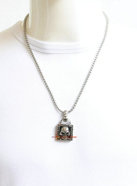 欧美朋克风吊坠钛钢骷髅头男士项链嘻哈个性霸气不锈钢挂坠配饰