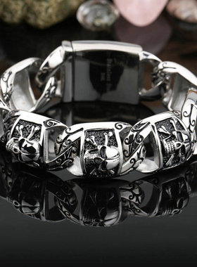 不褪色男不锈钢欧美手链摇滚朋克