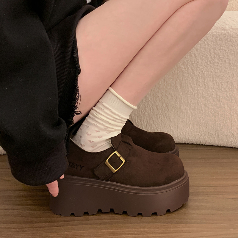 啄木鸟厚底增高勃肯鞋女2025新款春秋小个子复古一脚蹬乐福鞋单鞋,淘宝优惠券,粉丝福利购,淘宝优惠卷