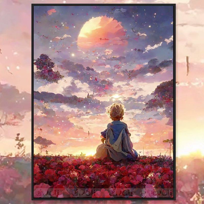 小王子5d钻石画2026新款手工点贴砖十字绣水晶方钻石贴画满钻带框,淘宝优惠券,粉丝福利购,淘宝优惠卷