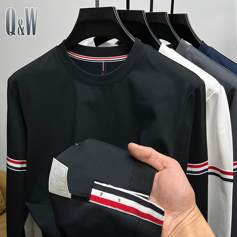 品牌索罗纳冰丝棉t恤长袖男装春秋季新款下摆开叉打底衫tb潮体恤,淘宝优惠券,粉丝福利购,淘宝优惠卷