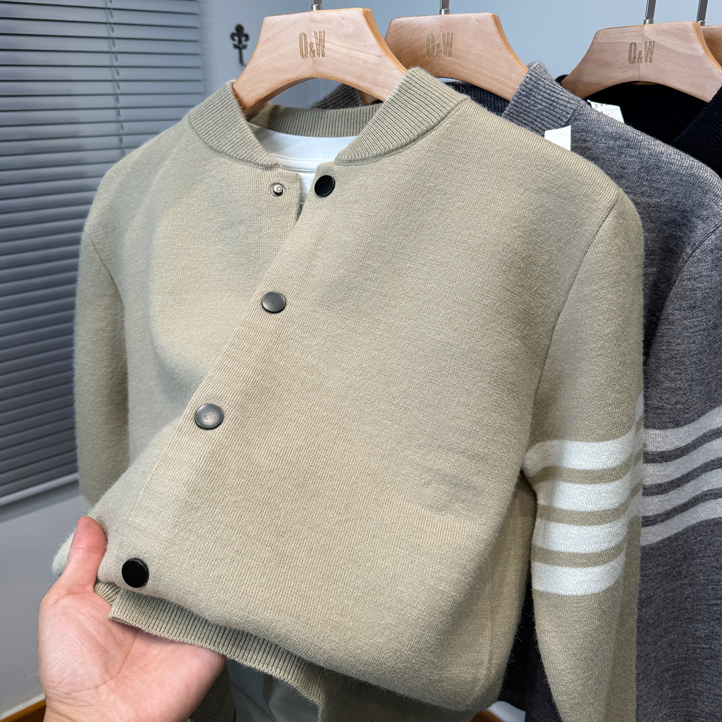 品牌棒球领开衫男针织衫秋冬季加厚毛衣外套男装tb韩版休闲外搭潮,淘宝优惠券,粉丝福利购,淘宝优惠卷