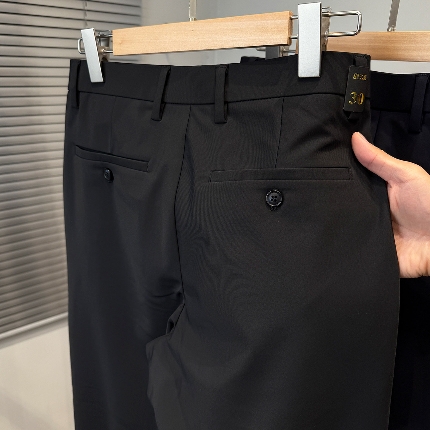 锦氨四面弹力商务休闲裤男款秋冬季中年男直筒长裤子加绒加厚西裤 - 图2