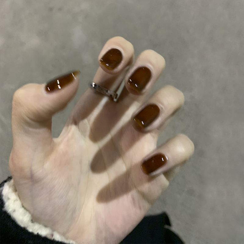 一然化妆品旗舰店琥珀指甲油年新色女免烤快干持久透色系可剥撕拉秋冬色系焦糖2