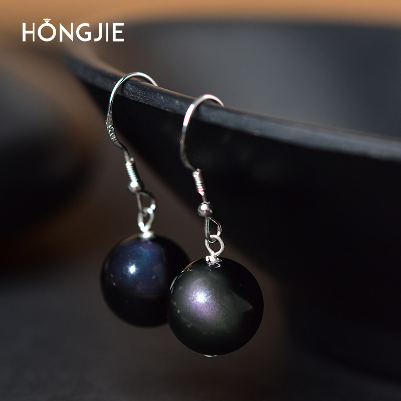 乌金黑曜石耳饰女银曜石耳环东海水晶玛瑙翡翠玉石金曜石耳坠耳钉,淘宝优惠券,粉丝福利购,淘宝优惠卷