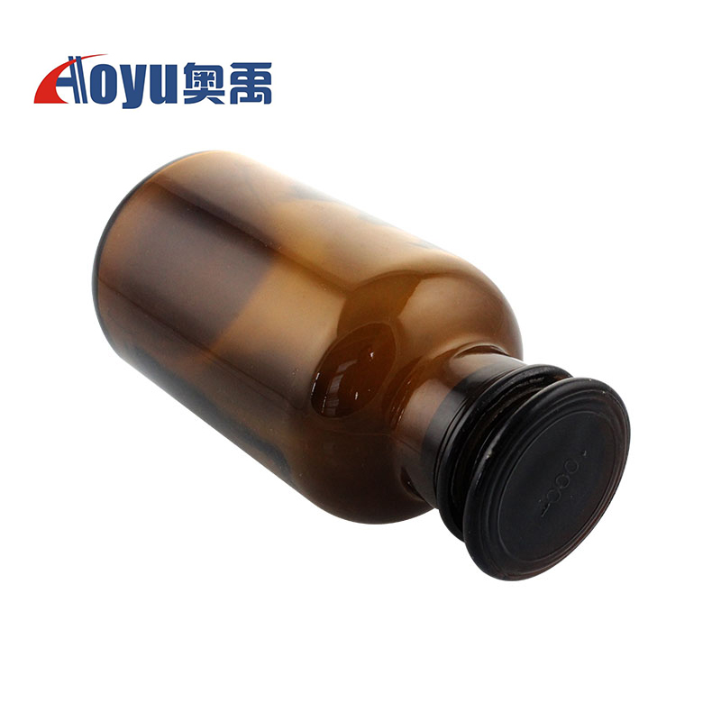 透明广口瓶茶色广口试剂瓶60ml125ml250ml500ml1000ml多规格玻璃棕色磨口瓶带盖子密封大口瓶化学实验仪器 - 图3