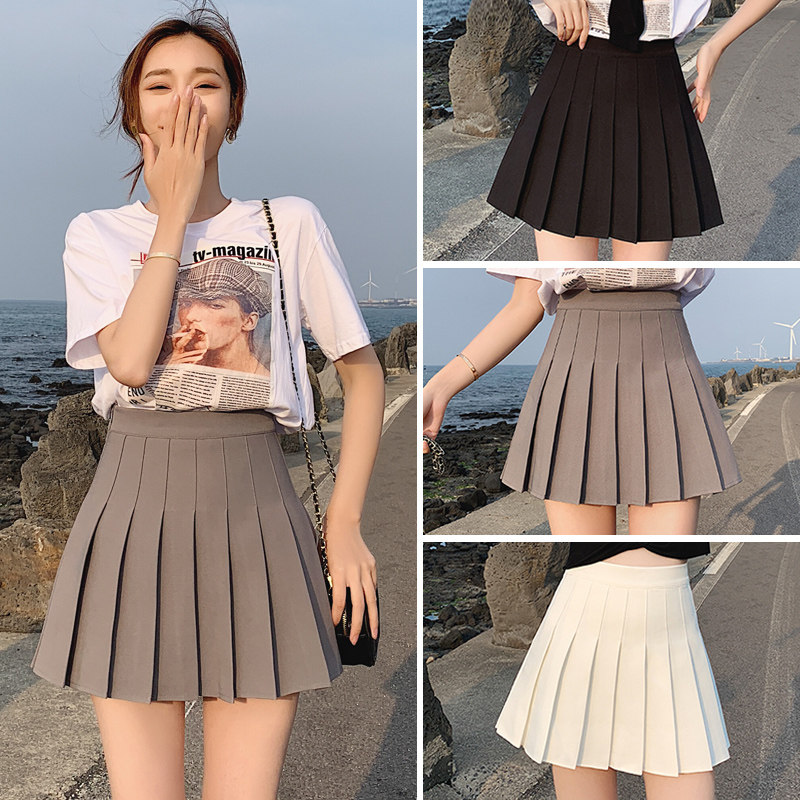 2020夏新款黑色春秋高腰a字百褶裙 尚宇服饰半身裙