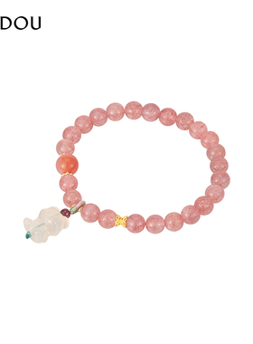 阿吉豆手链女款可爱小熊玉髓手串