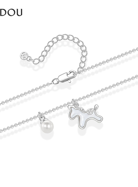 阿吉豆项链女小马贝母珍珠锁骨链