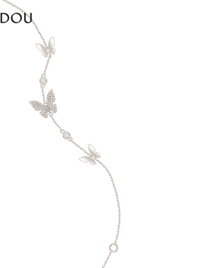 AJIDOU阿吉豆手链女925银优雅甜美蝴蝶闪耀锆石手环手饰