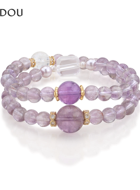 阿吉豆手链女款紫水晶叠戴串珠