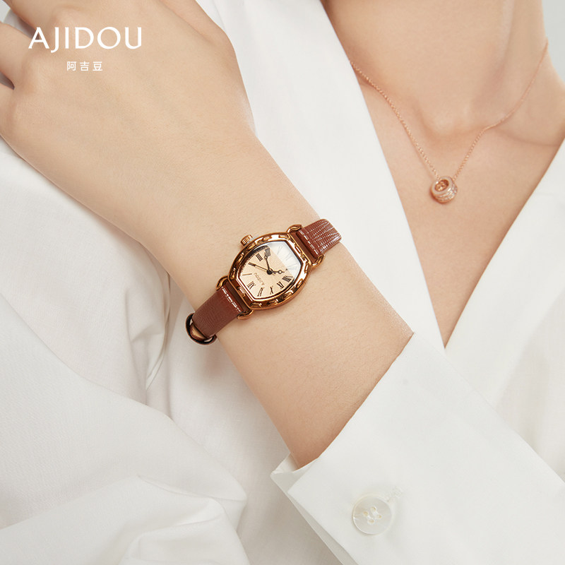 ajidou时光之印经典复古女士石英表 AJIDOU国产腕表