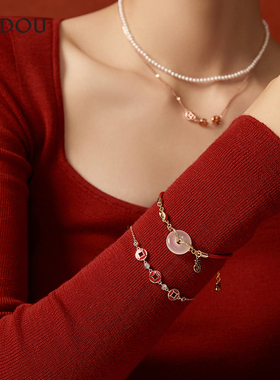 范琦宫主平替平安扣和田玉红绳