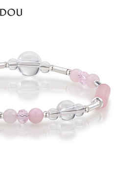 阿吉豆手链女款粉色水晶手串串珠