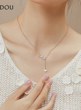 AJIDOU阿吉豆项链女时尚淡水珍珠款浪漫爱心优雅锁骨链颈链