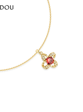 阿吉豆项链女款四叶草镂空锁骨链