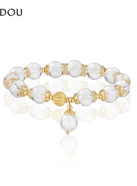 阿吉豆手饰女透明白水晶手链手串