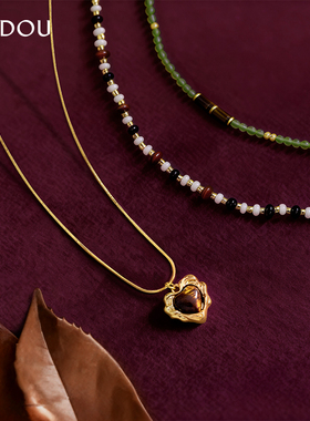 阿吉豆项链女款美拉德锁骨链吊坠