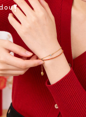 阿吉豆红绳手链情侣本命编织手绳