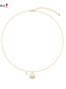 阿吉豆项链八芒星法式复古锁骨链