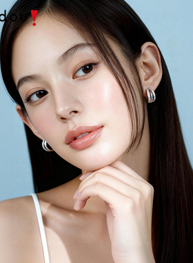 阿吉豆耳饰女款银色素圈耳环耳圈