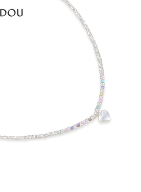 阿吉豆项链女多巴胺银色爱心吊坠