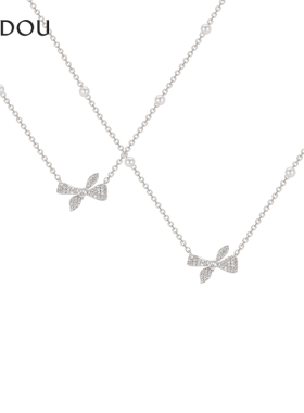 阿吉豆项链女甜美璀璨蝴蝶结颈链