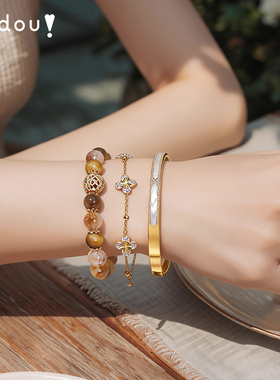 阿吉豆手链黄水晶招财转运珠手串