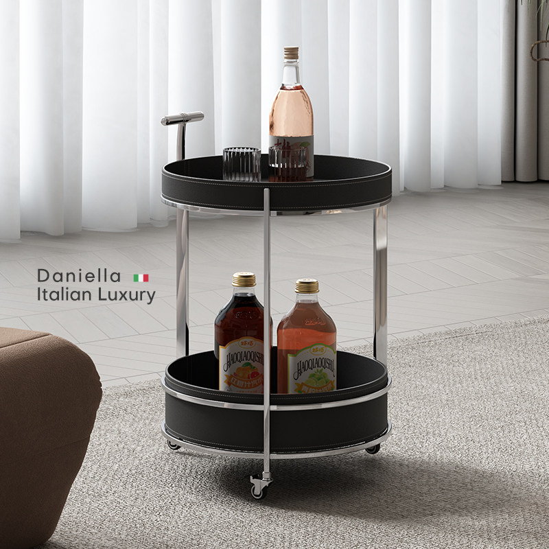 意式极简家用沙发边边桌角几黑色边几轻奢高级感可移动客厅小推车,淘宝优惠券,粉丝福利购,淘宝优惠卷