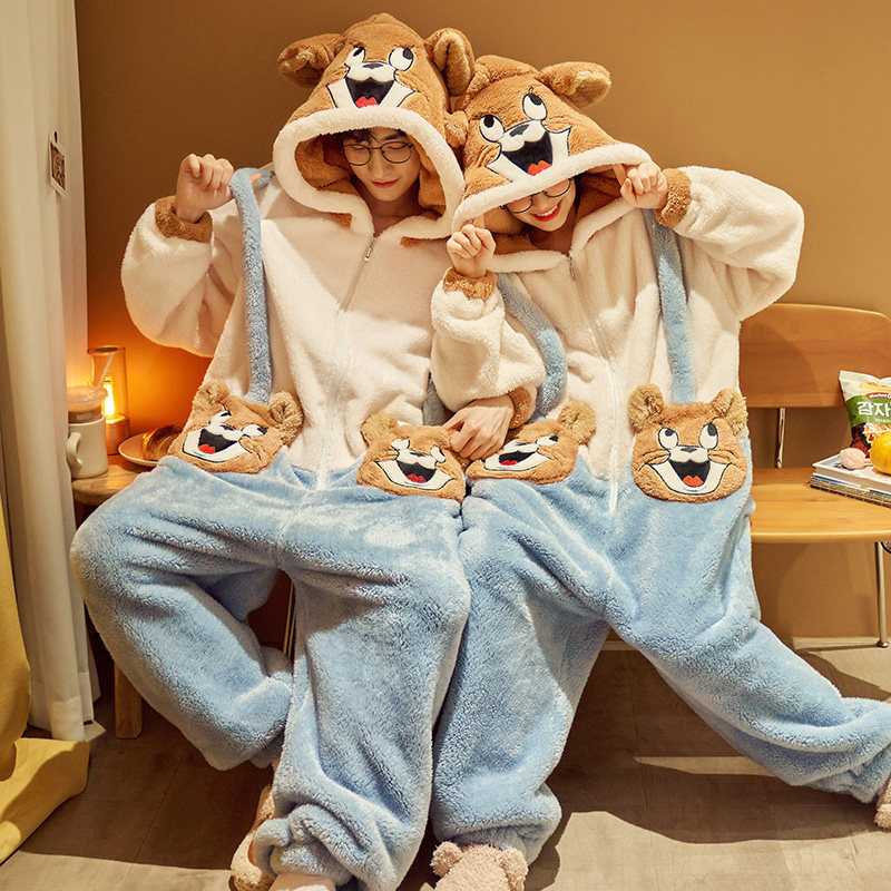 秋冬季情侣珊瑚绒连体衣男式睡衣 仙罗兰服饰睡衣/家居服套装