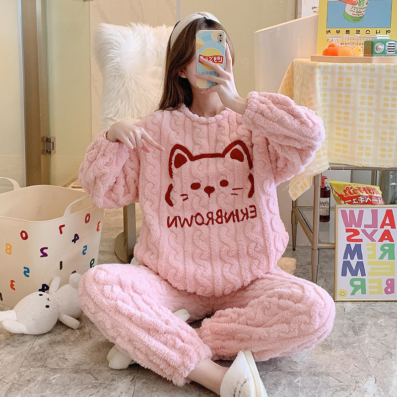 秋冬款睡衣女法兰绒加厚加绒冬季珊瑚绒可爱保暖女士家居服可外穿,淘宝优惠券,粉丝福利购,淘宝优惠卷