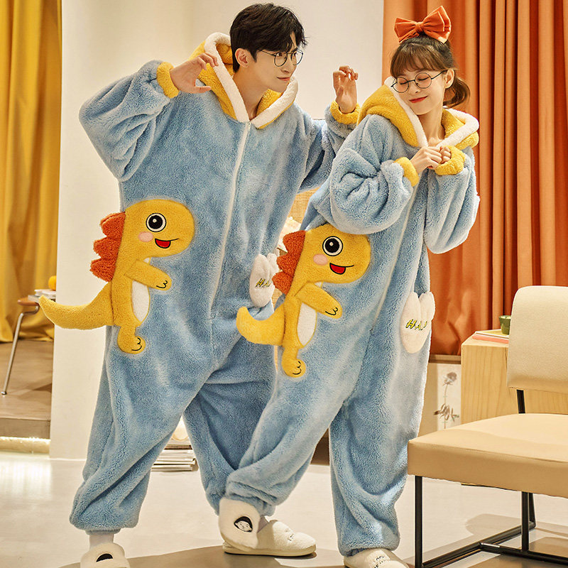 秋冬季情侣连体衣珊瑚绒男式睡衣 仙罗兰服饰睡衣/家居服套装