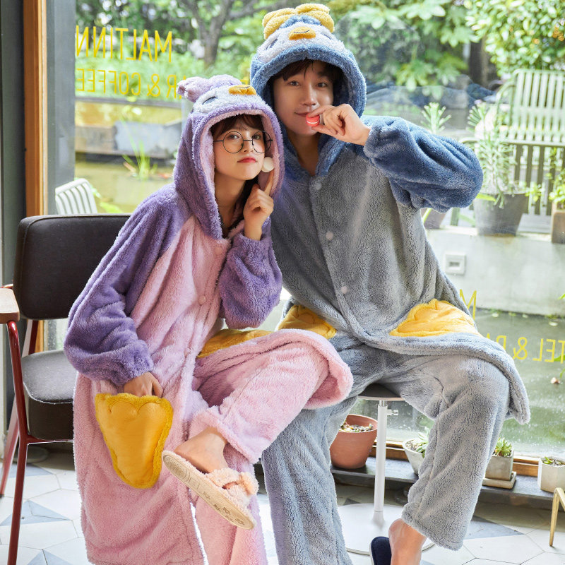 情侣秋冬款可爱男女士珊瑚绒睡衣 仙罗兰服饰睡衣/家居服套装