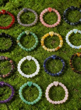 春夏爱心紫水晶粉晶8mm手链