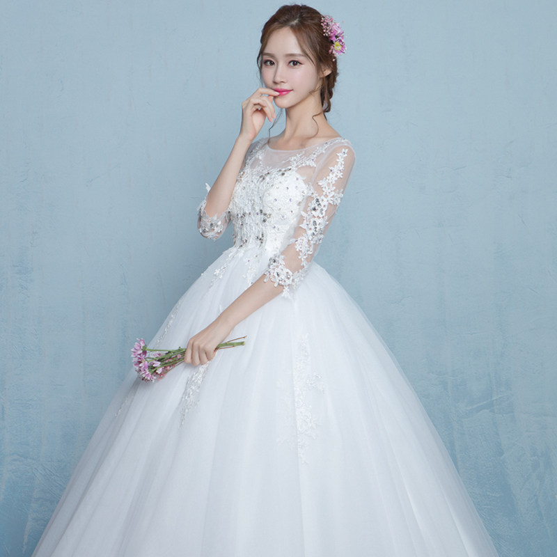 主婚纱新娘2020新款长袖齐地大码 蜜兰黛婚纱