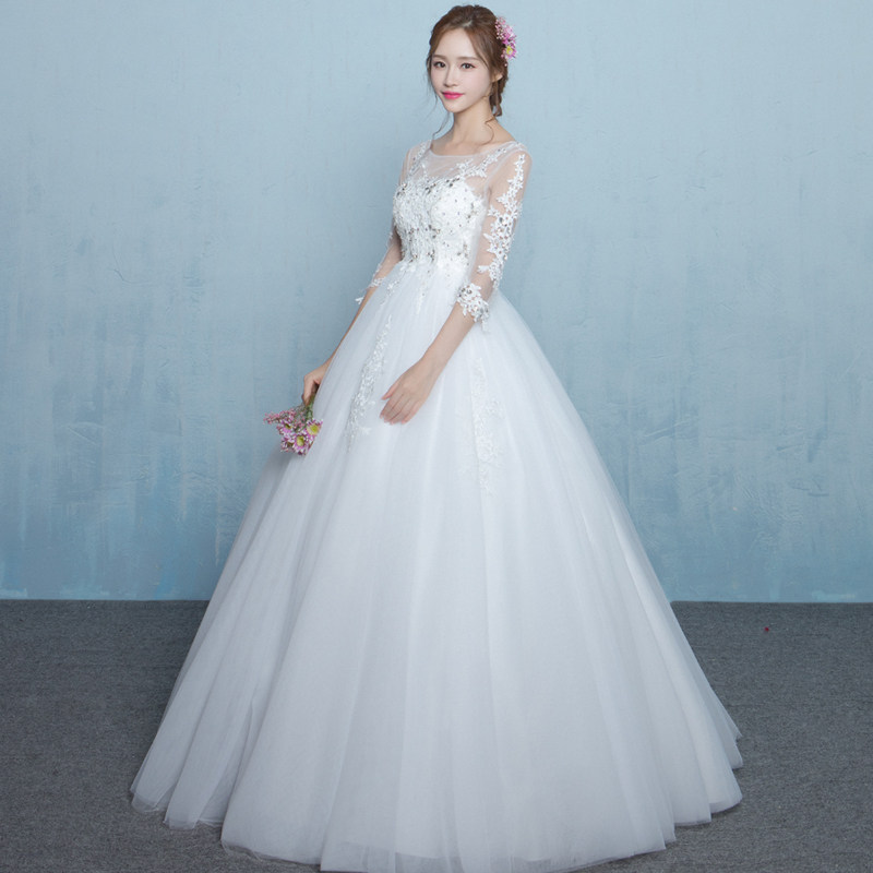 主婚纱新娘2020新款长袖齐地大码 蜜兰黛婚纱