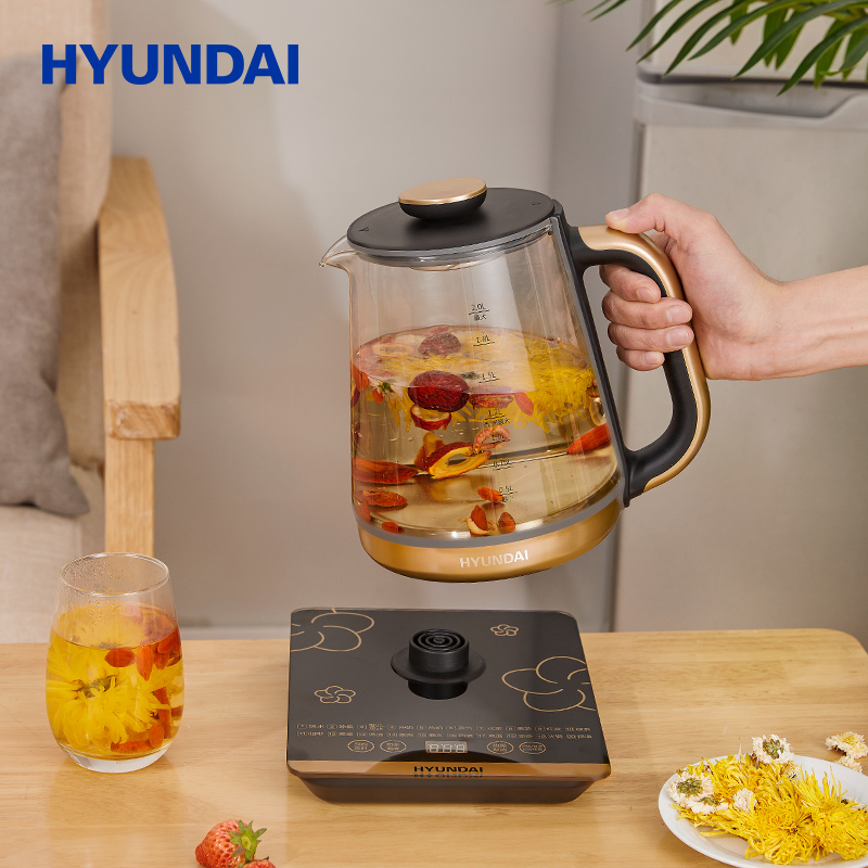 HYUNDAI韩国品牌养生壶全自动多功能玻璃电热茶水壶家用煮茶器2升_正品闪购_厨房电器