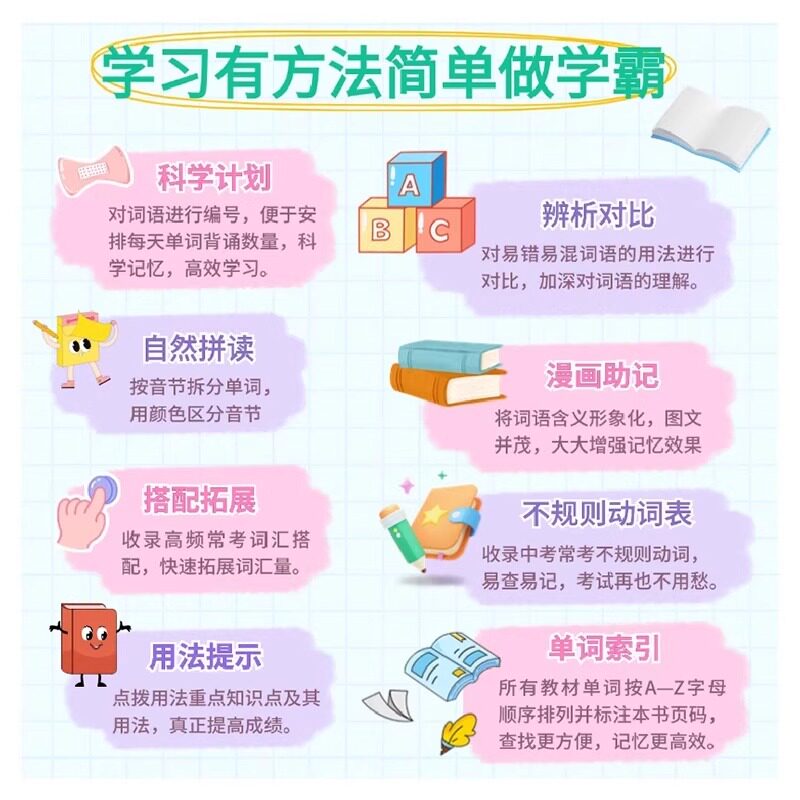 小甘初中英语单词外研版口袋书小甘图书柒和远志直通车初一二三年级通用均适用初中单词词汇口袋书速查手册初中英语单词书