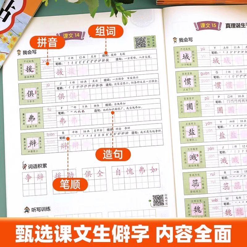 一手好字课课练练字帖小学一二年级三四年级五六下册语文同步临摹字帖人教版部编版全彩版小学生写字课课练正楷书写本生字词描红 - 图2