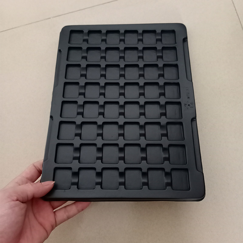 48格方形防静电吸塑托盘黑色周转盒电子五金产品模组芯片包装盒,淘宝优惠券,粉丝福利购,淘宝优惠卷