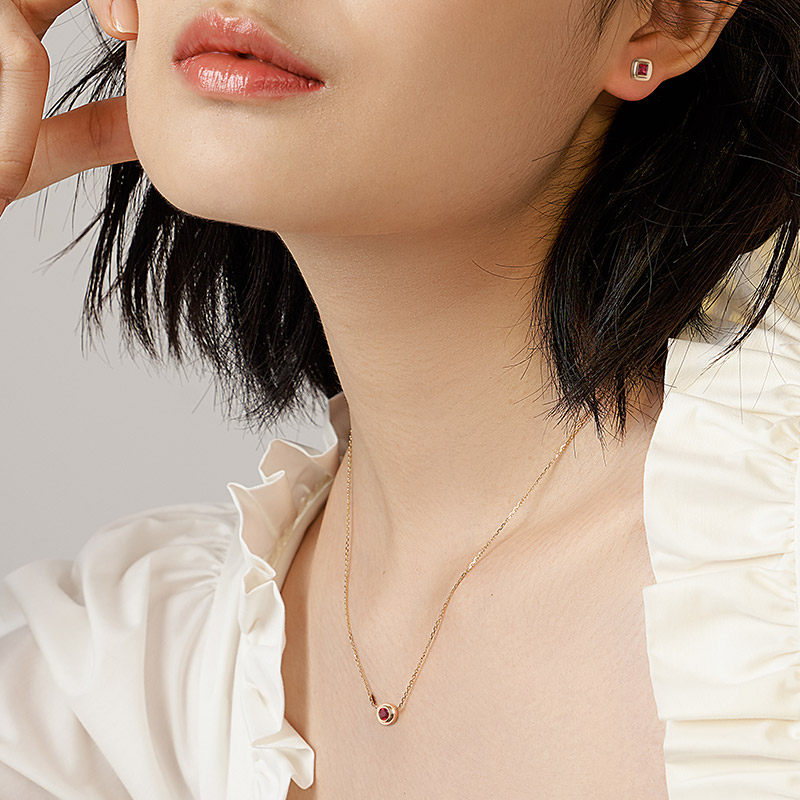 HIVENGI/海梵纪18K黄金红宝石耳钉几何图形正品天然宝石女耳饰,淘宝优惠券,粉丝福利购,淘宝优惠卷