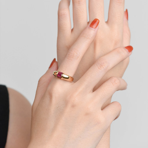 HIVENGI/海梵纪1ct天然缅甸红宝石戒指18K黄金 彩色宝石女戒 - 图2